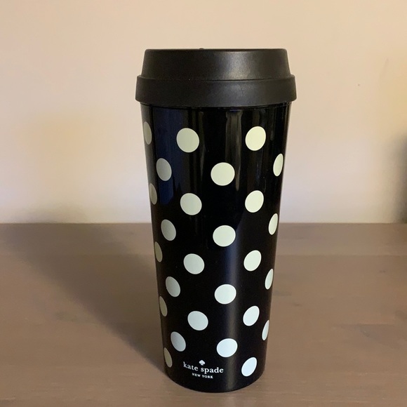 Kate Spade Black & Cream Polka Dot Plastic To-Go Cup - Picture 2 of 8